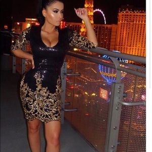 Gorgeous Gold and Black sequin formal dress